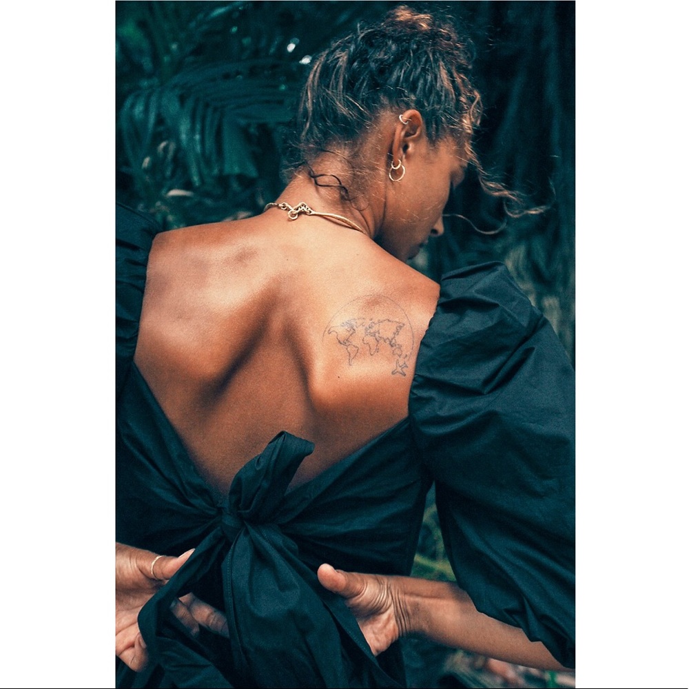 Free People Back Tie Puff Sleeve Black Mini Dress - Picture 4 of 4